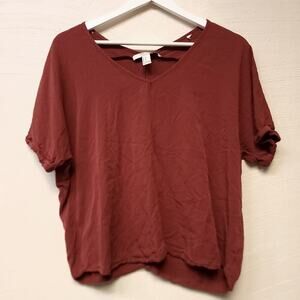 Forever 21 Tshirt Size S Cropped Crop Top Rust Womens Teen Shirt Brown Rayon